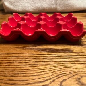 Food Network Vibrant Red Ceramic Egg Tray
